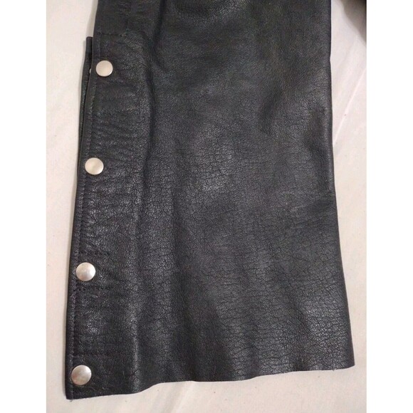 Vintage MOB Black Leather Biker Chaps Medium Unisex Y2K Punk Festival Edgy Rider - Picture 13 of 16
